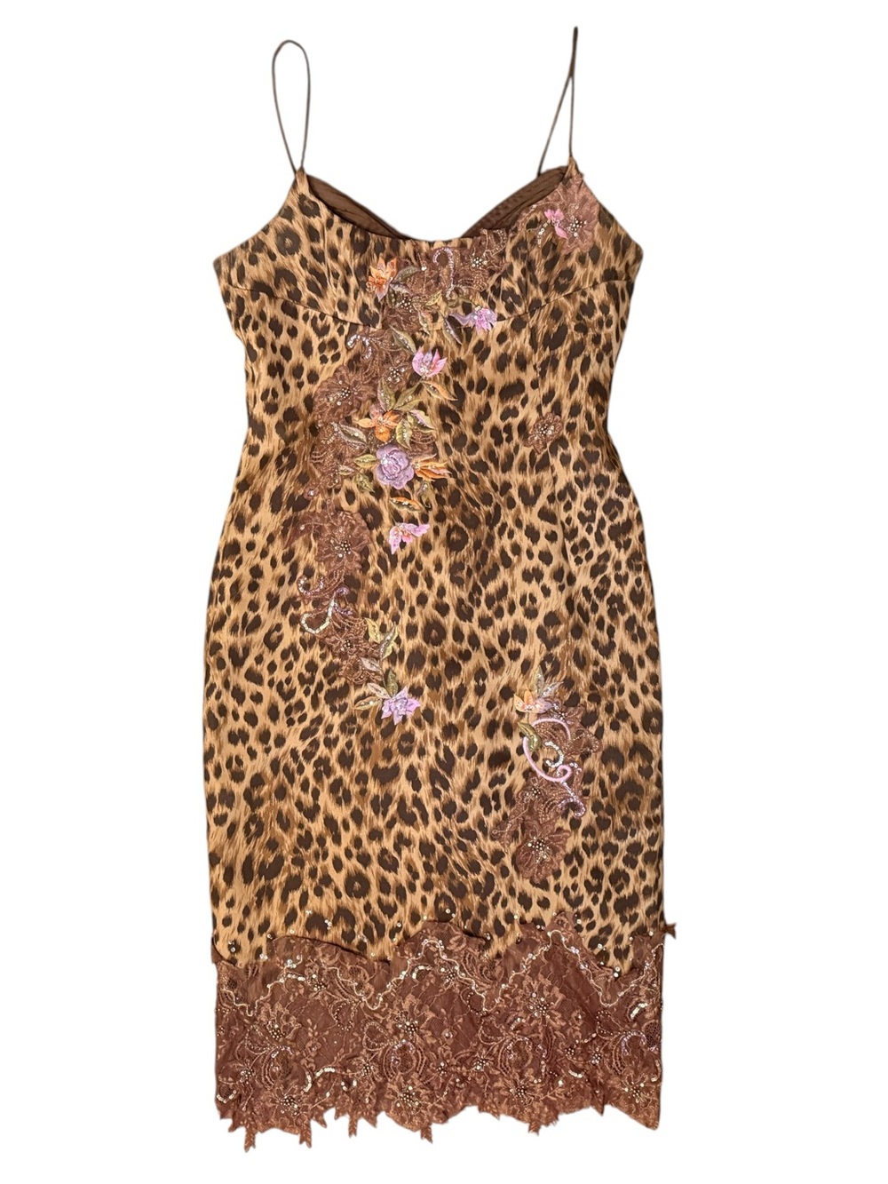 2004 Archival Mandalay Leopard Embroidered Beaded Midi Dress